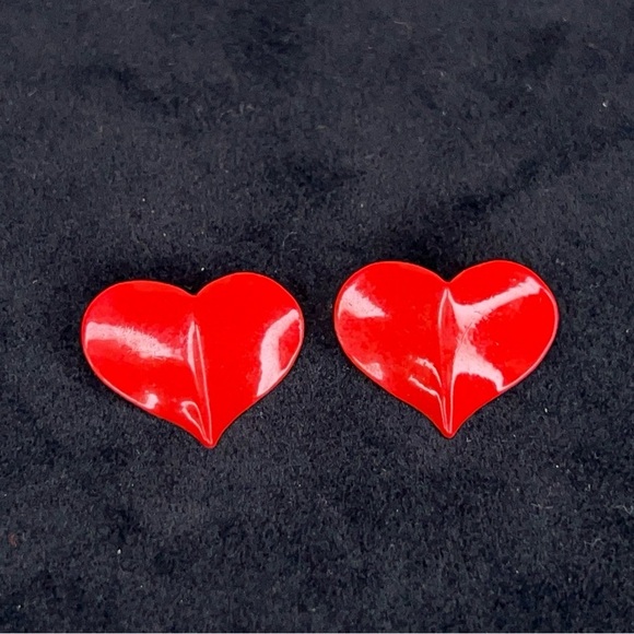 Vintage Red Heart Earrings Retro Goth Pinup - Picture 8 of 8